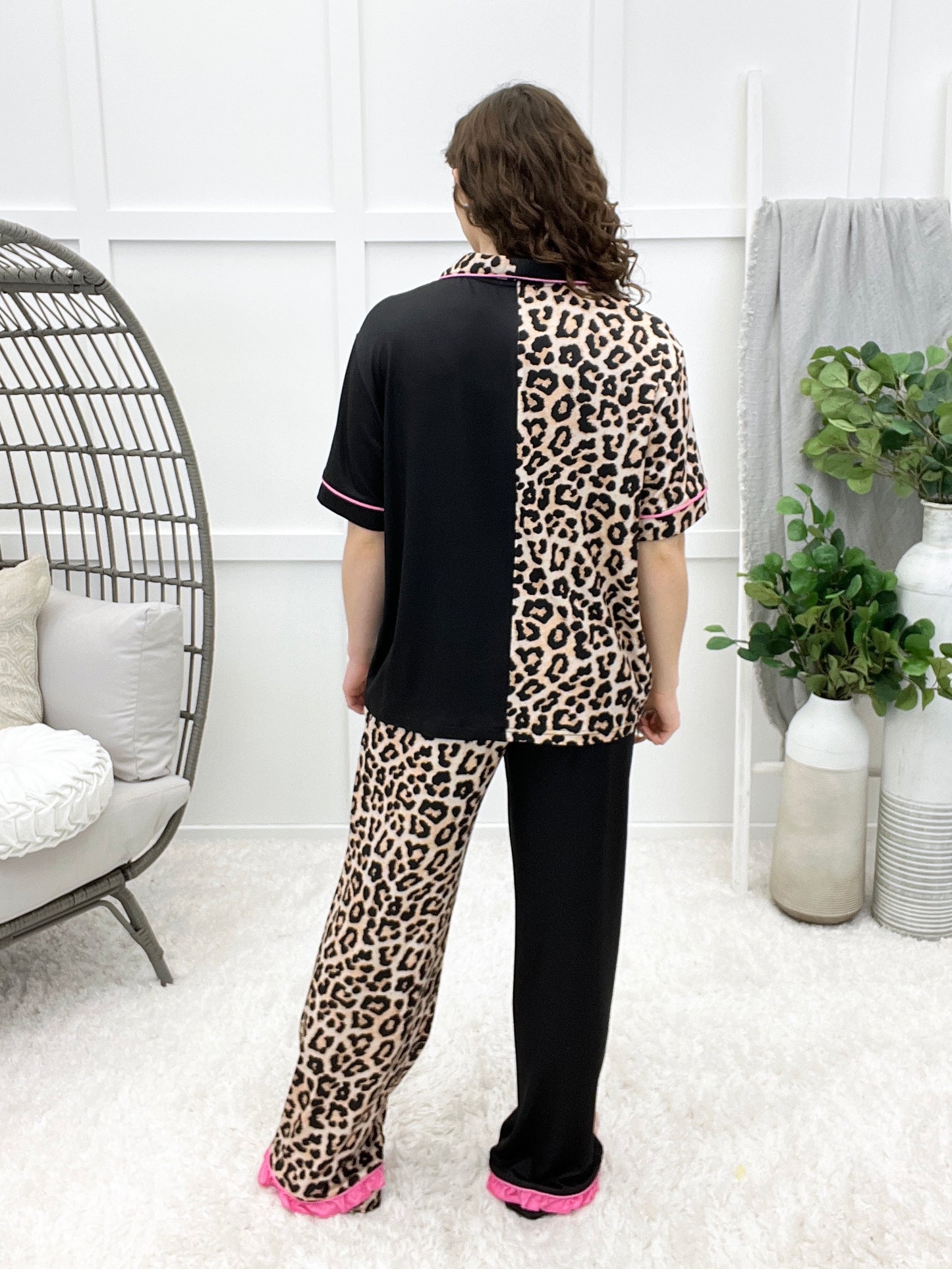 Double Take Leopard Pajama Set
