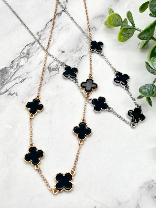 Gold Dipped Quatrefoil Link Chain Necklace