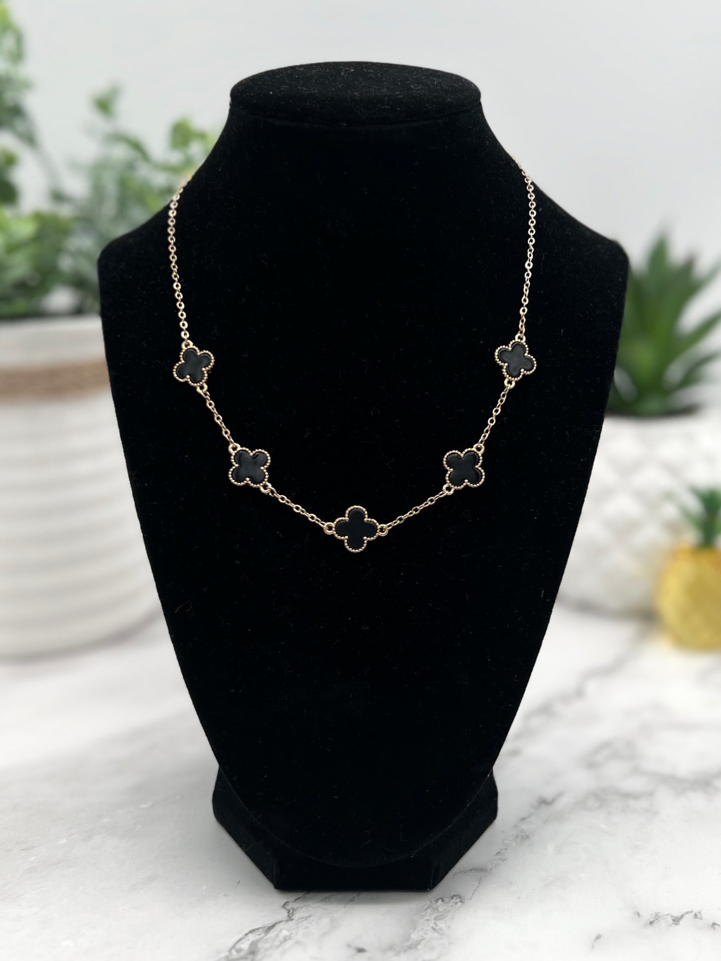Gold Dipped Quatrefoil Link Chain Necklace