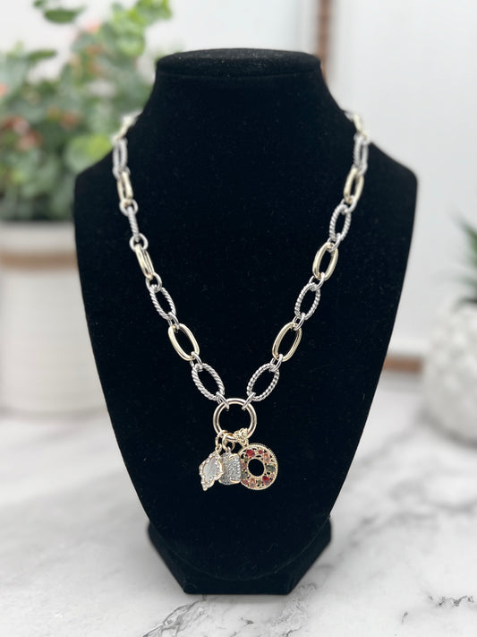 Two Tone Chunky Oval Link Necklace