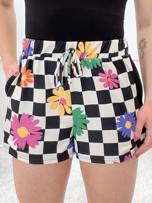Checkered Bloom Shorts