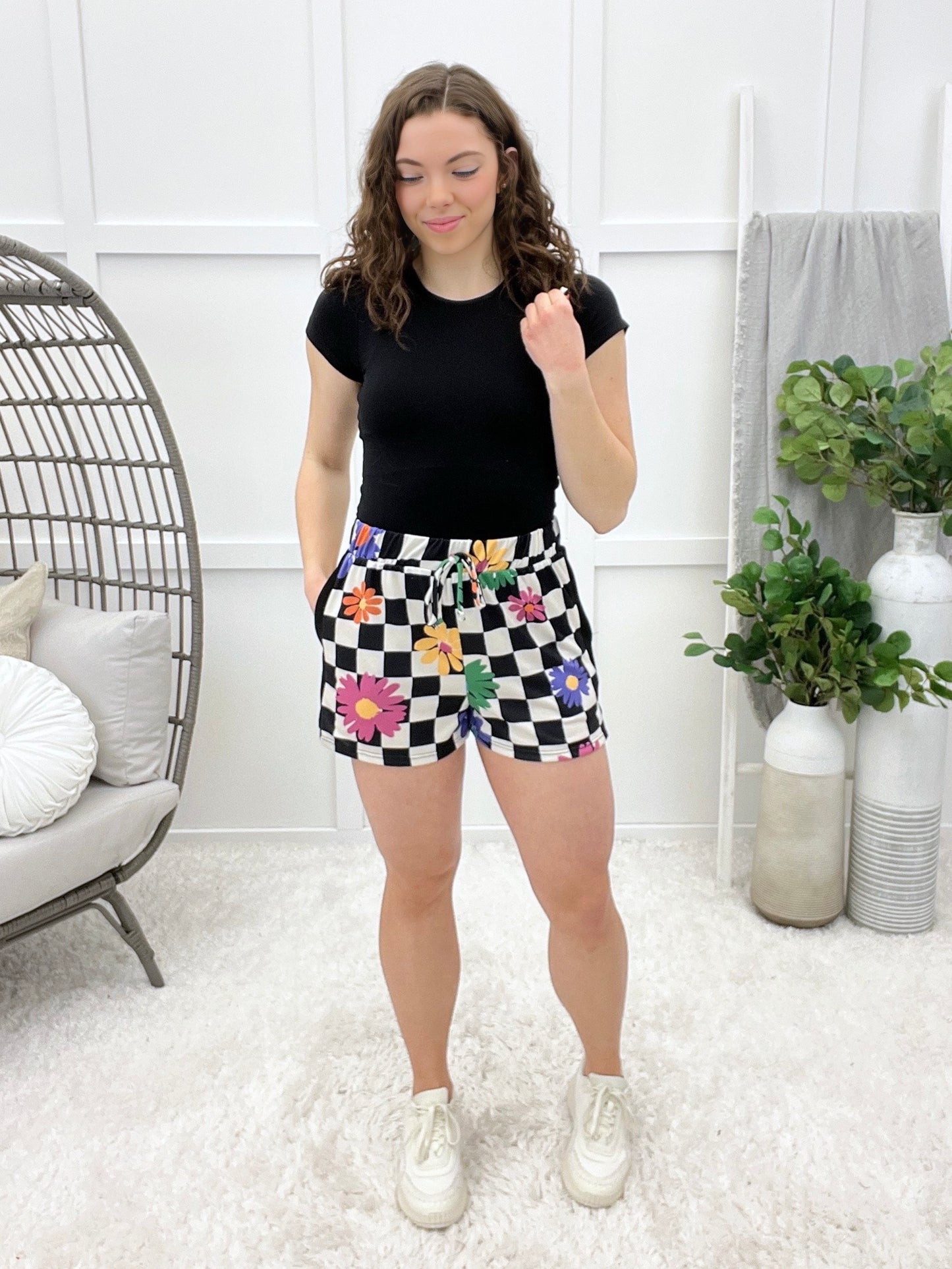 Checkered Bloom Shorts