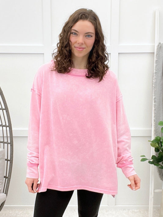 Relaxed Vibes Top - Washed Pink