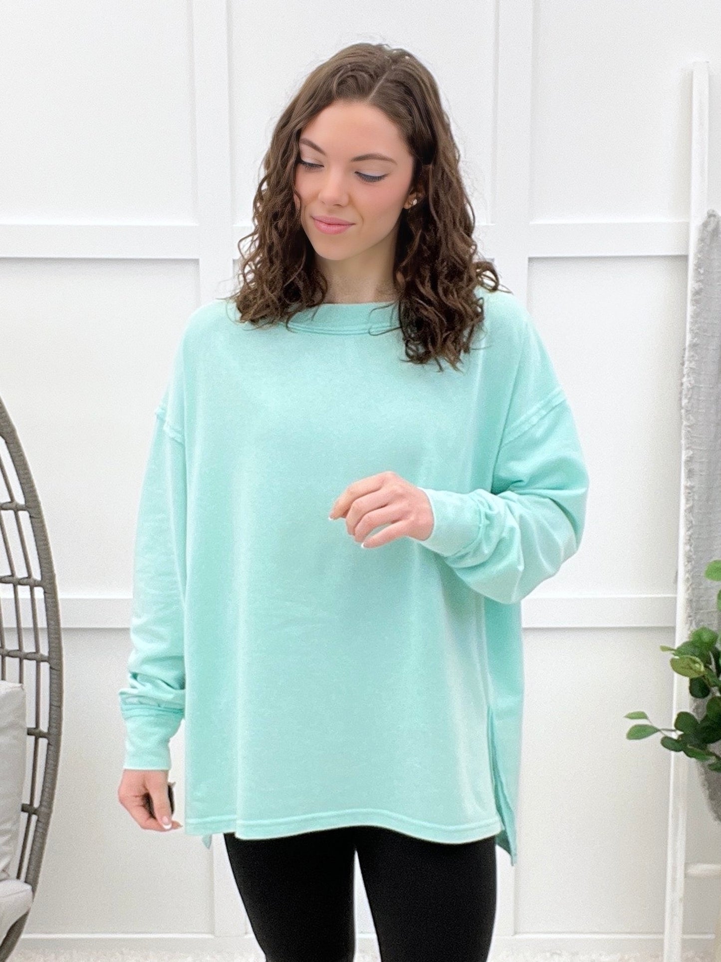 Relaxed Vibes Top - Washed Aqua