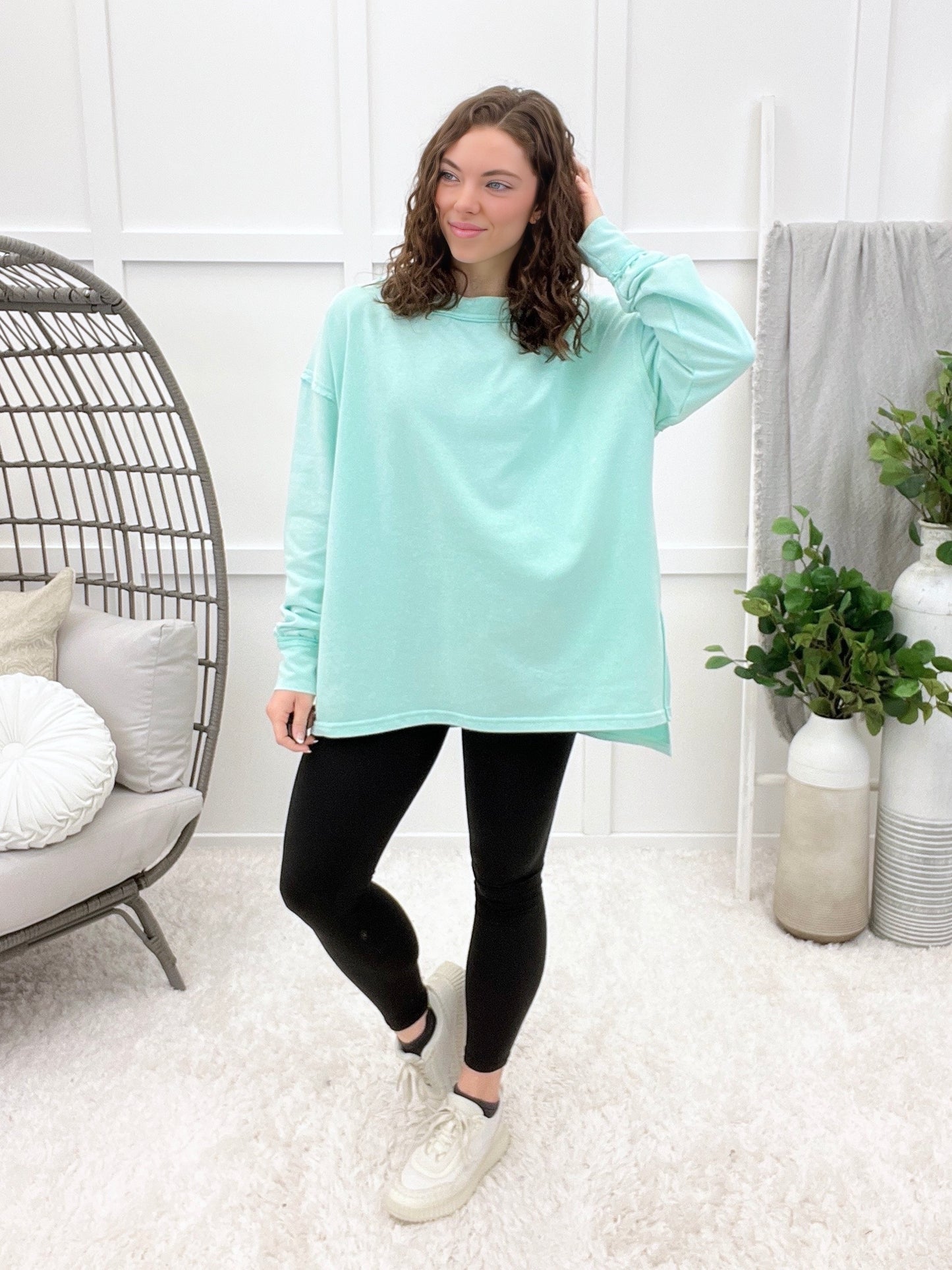 Relaxed Vibes Top - Washed Aqua