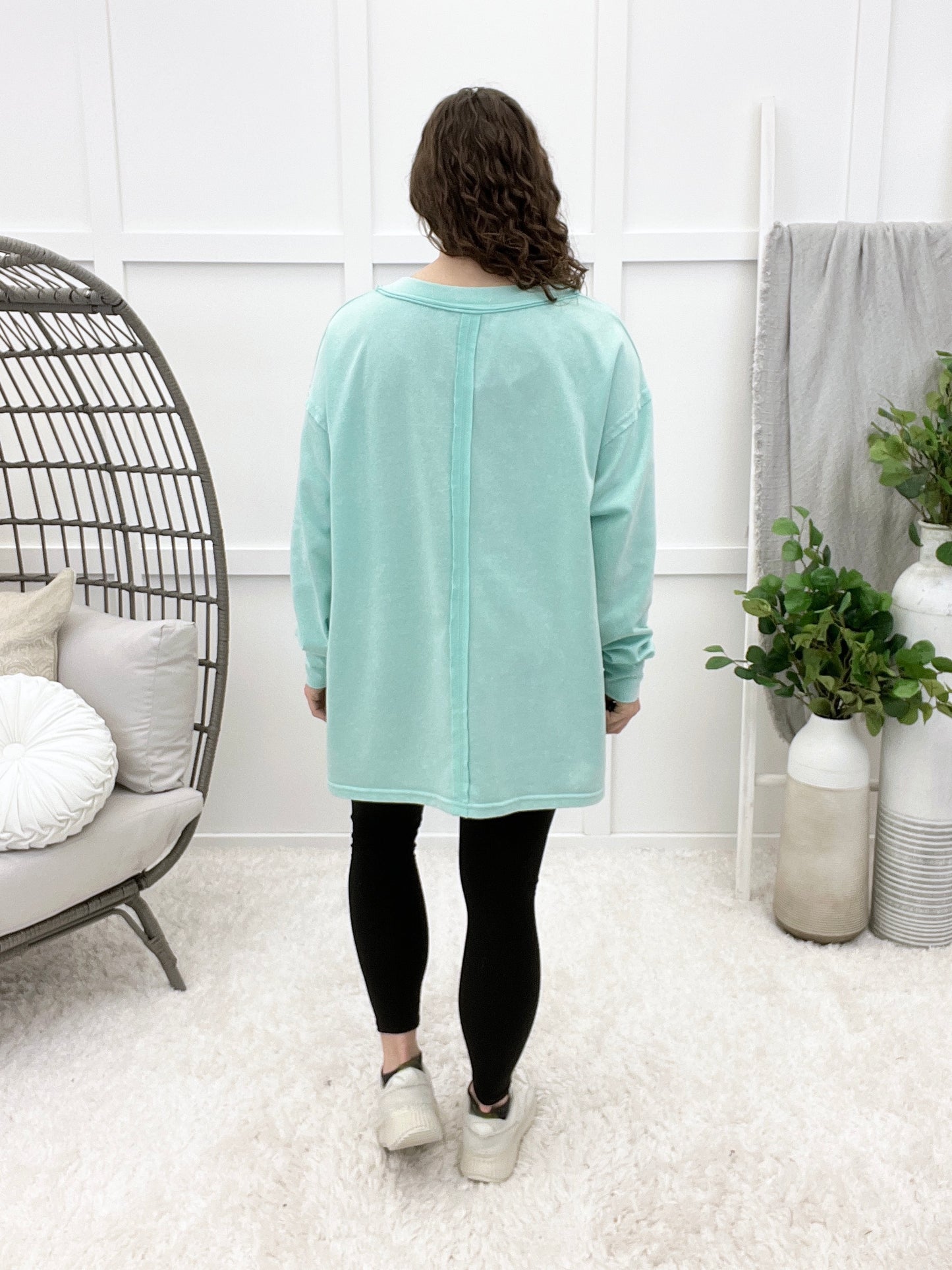 Relaxed Vibes Top - Washed Aqua