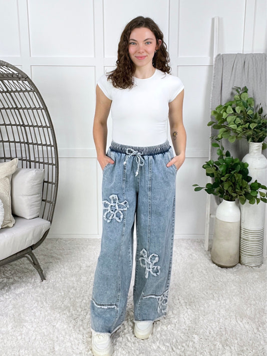 Downtown Stroll Floral Wide Leg Denim