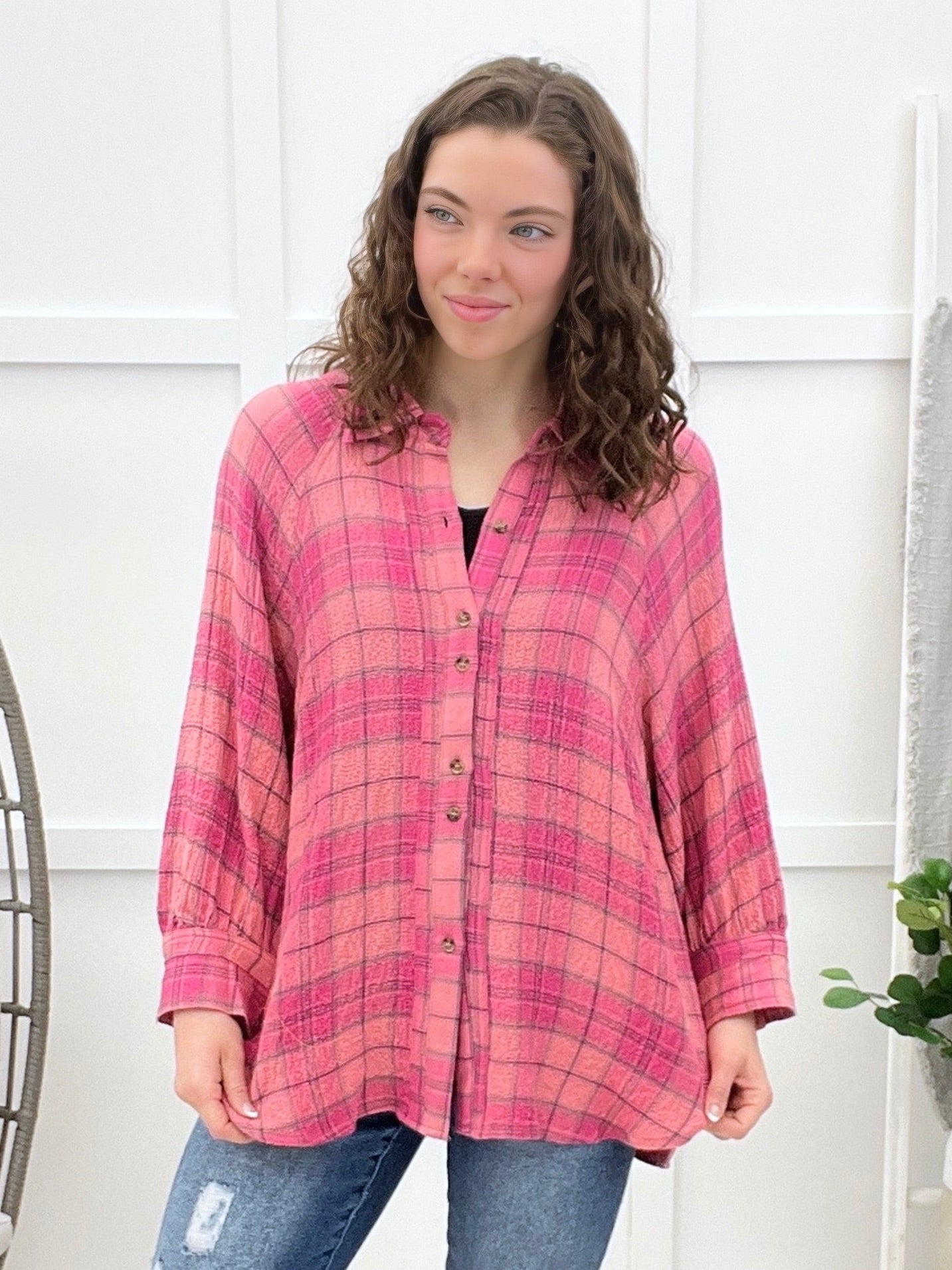 The Go To Button-up Top - Pink