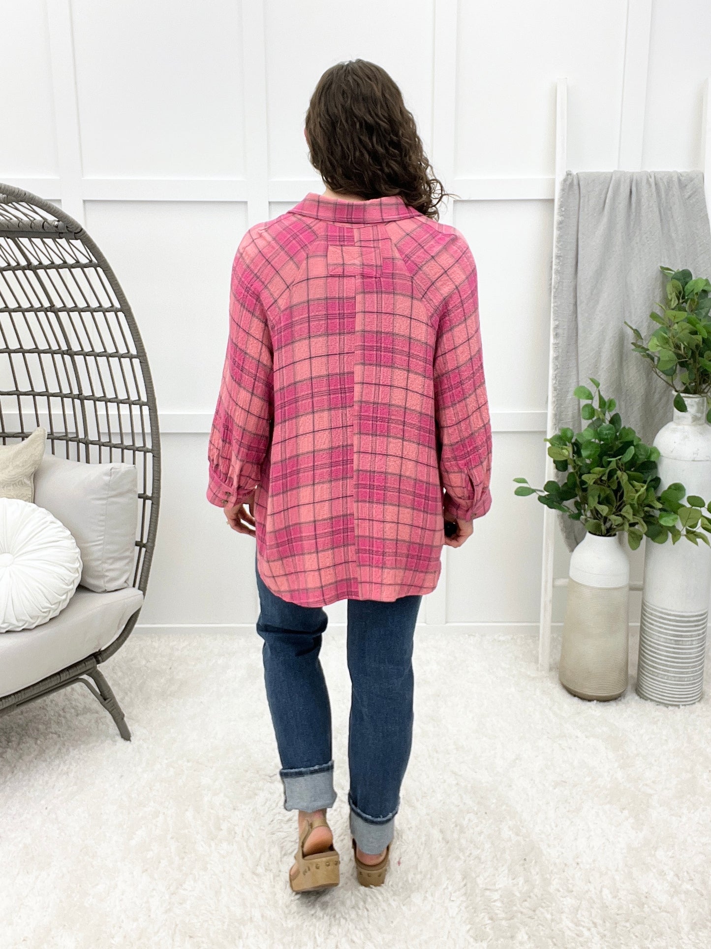 The Go To Button-up Top - Pink