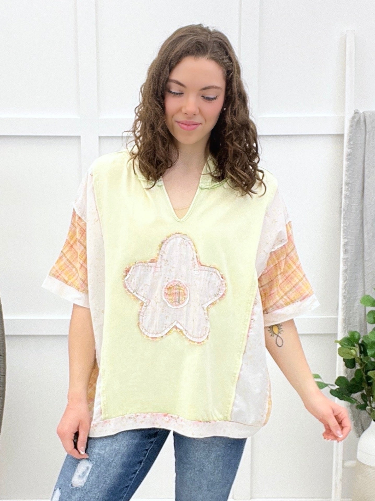 The Patchwork Petal Hooded Top