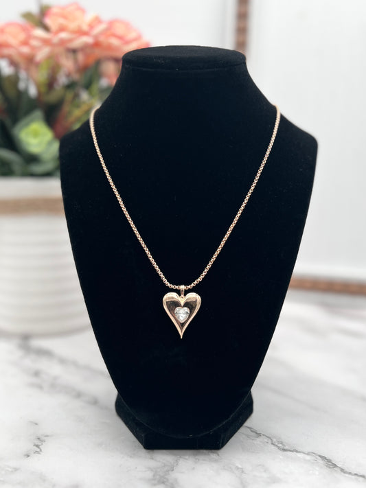 Gold-Tone Heart Pendant Necklace