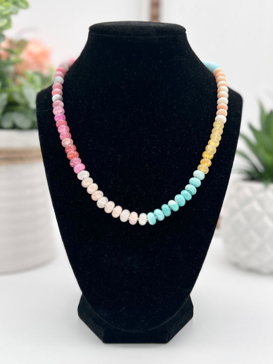 Natural Stone Semi-Precious Glass Mixed Necklace - B