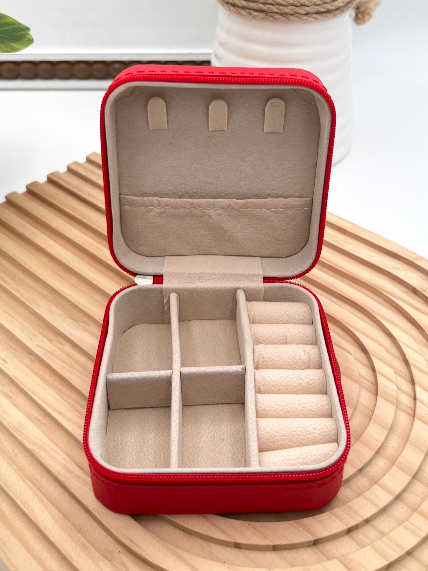 Jewelry Organizer Travel Box Case - Red