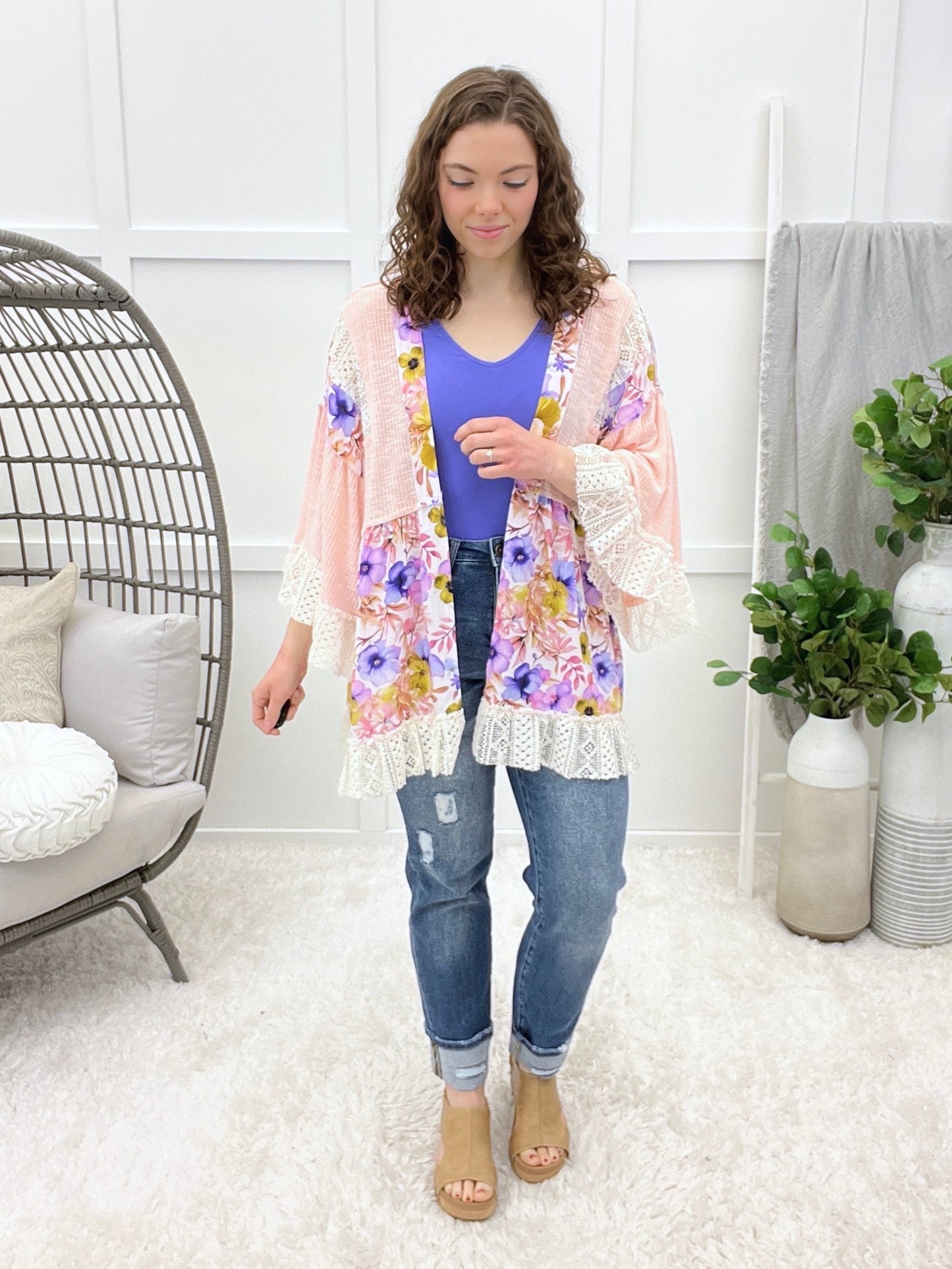 Field & Fringe Cardigan - Blush Pink