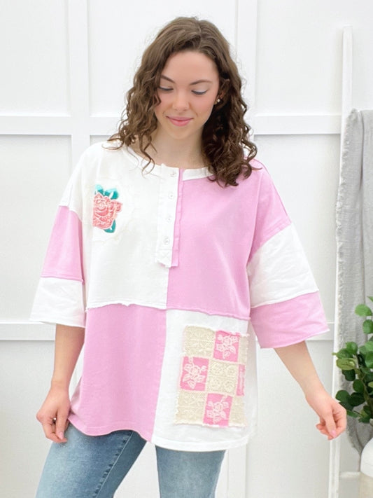 Blushing Patchwork Top