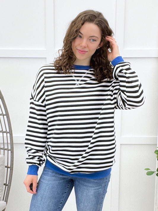 Diamonds In My Eyes Top - White Stripe