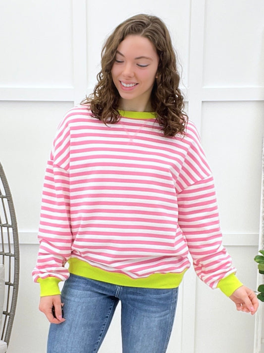 Diamonds In My Eyes Top - Pink Stripe