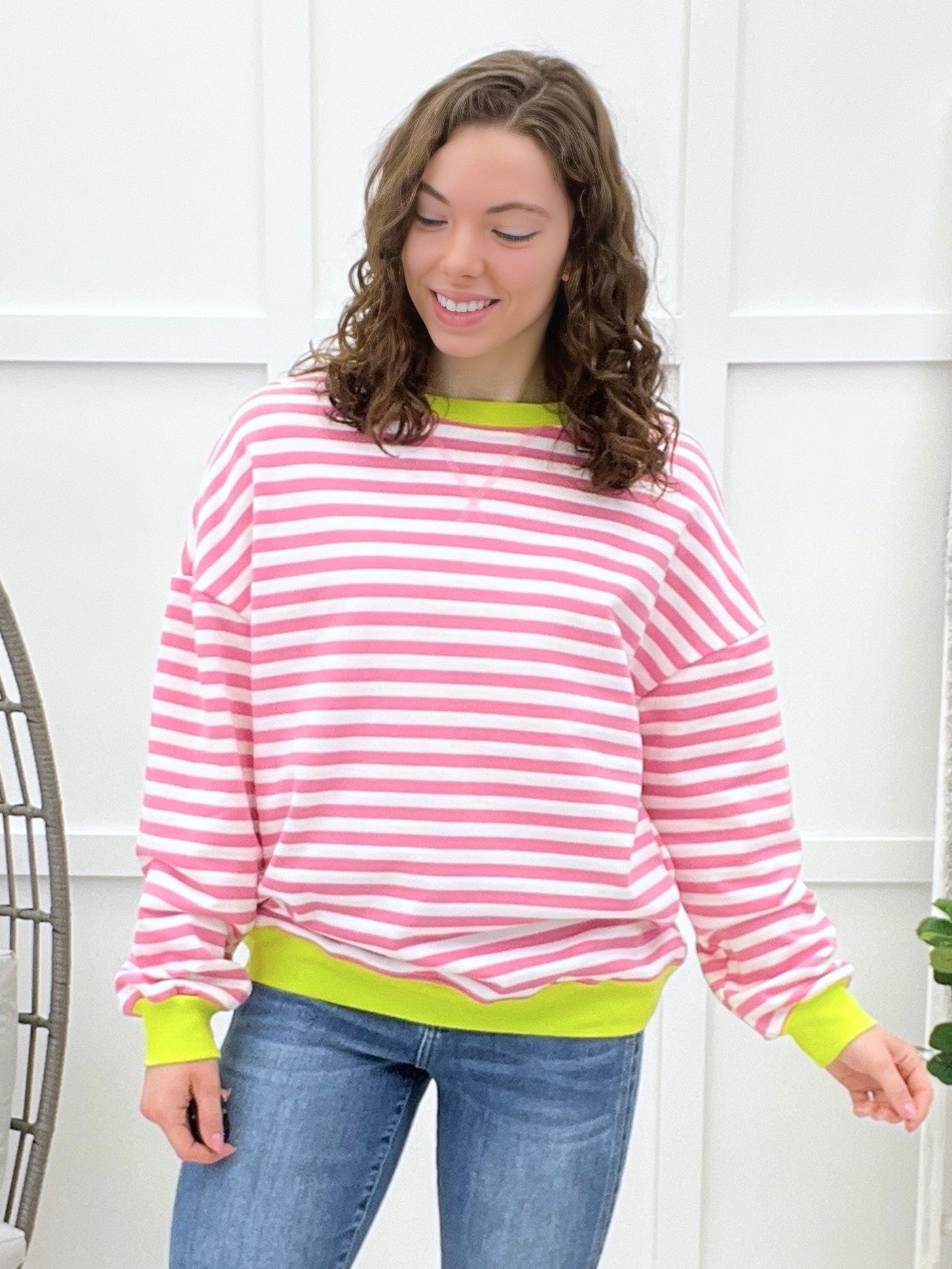 Diamonds In My Eyes Top - Pink Stripe