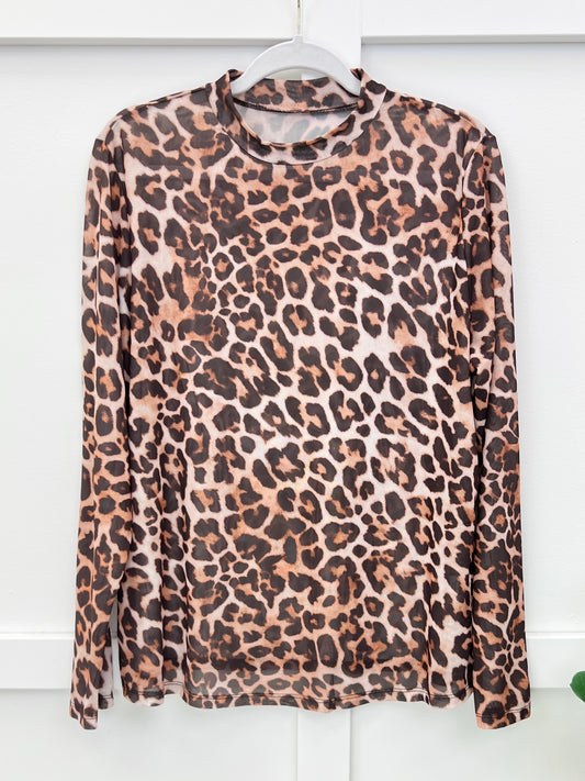 Love Me Or Not Leopard Mesh Top
