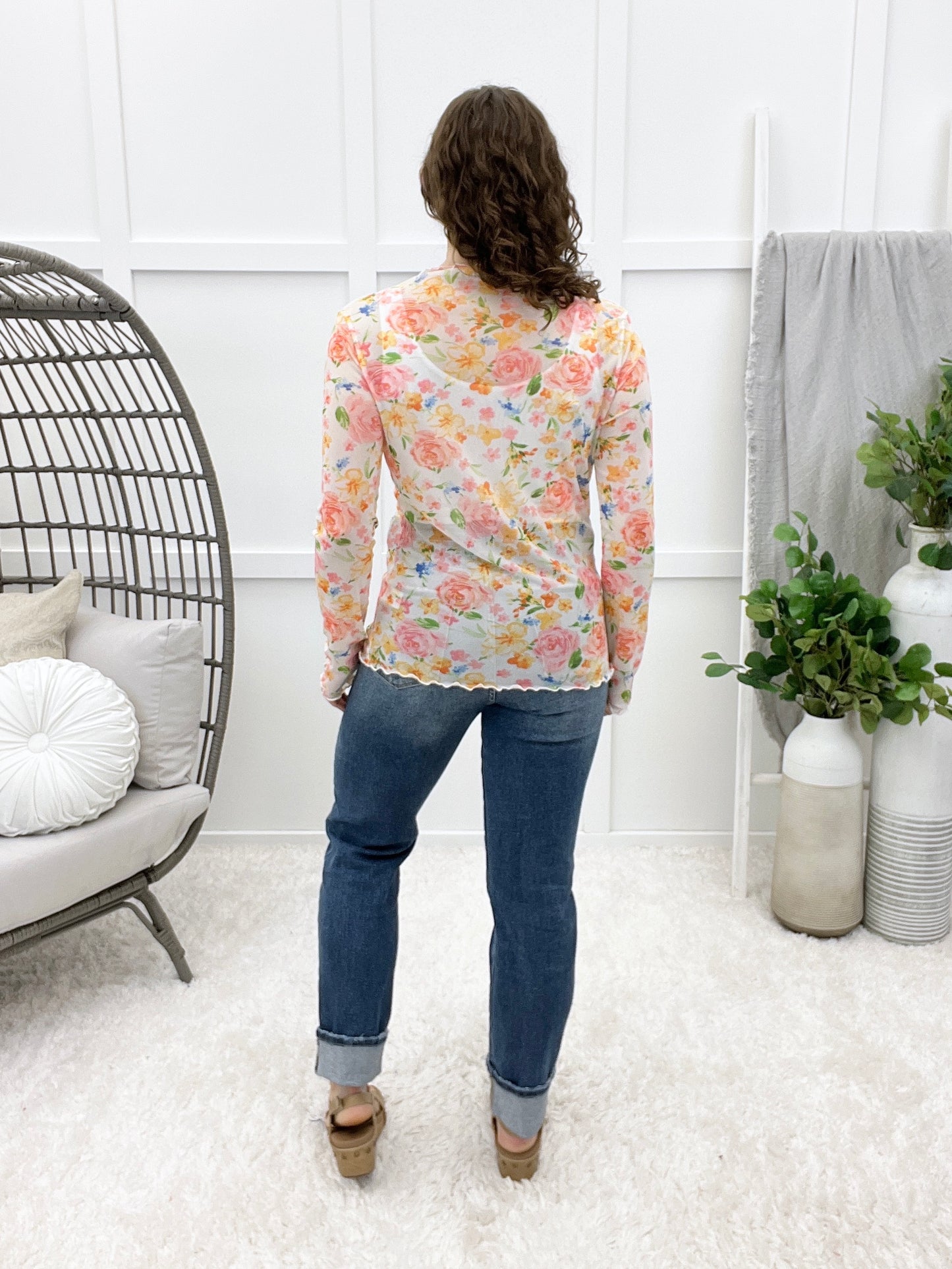 Little Blooms Top - Coral/Yellow
