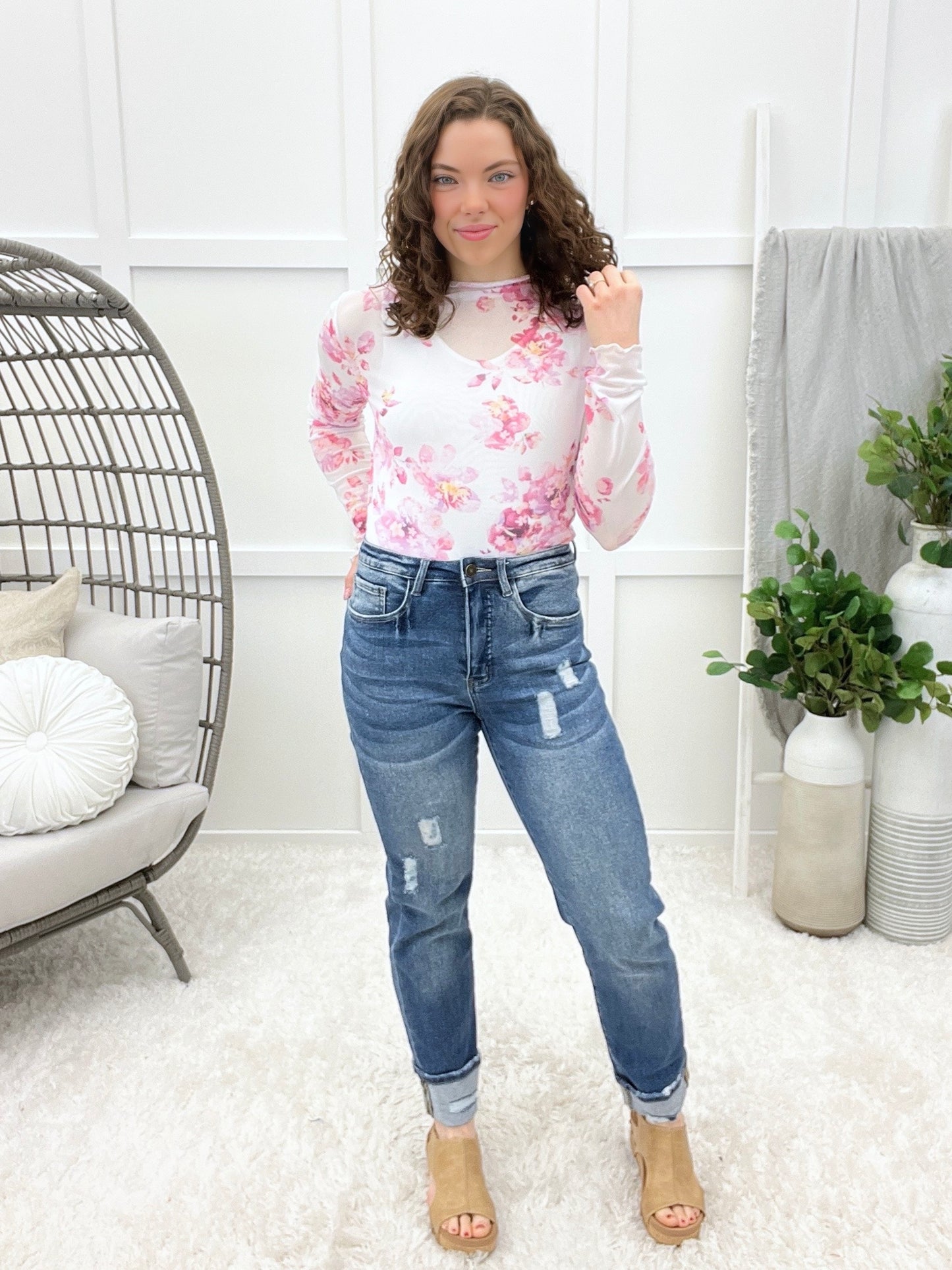 Little Blooms Top - Fuchsia