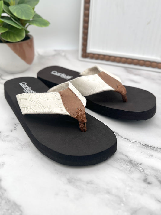 Corkys Summer Break Sandals - Ivory Flower Emboss