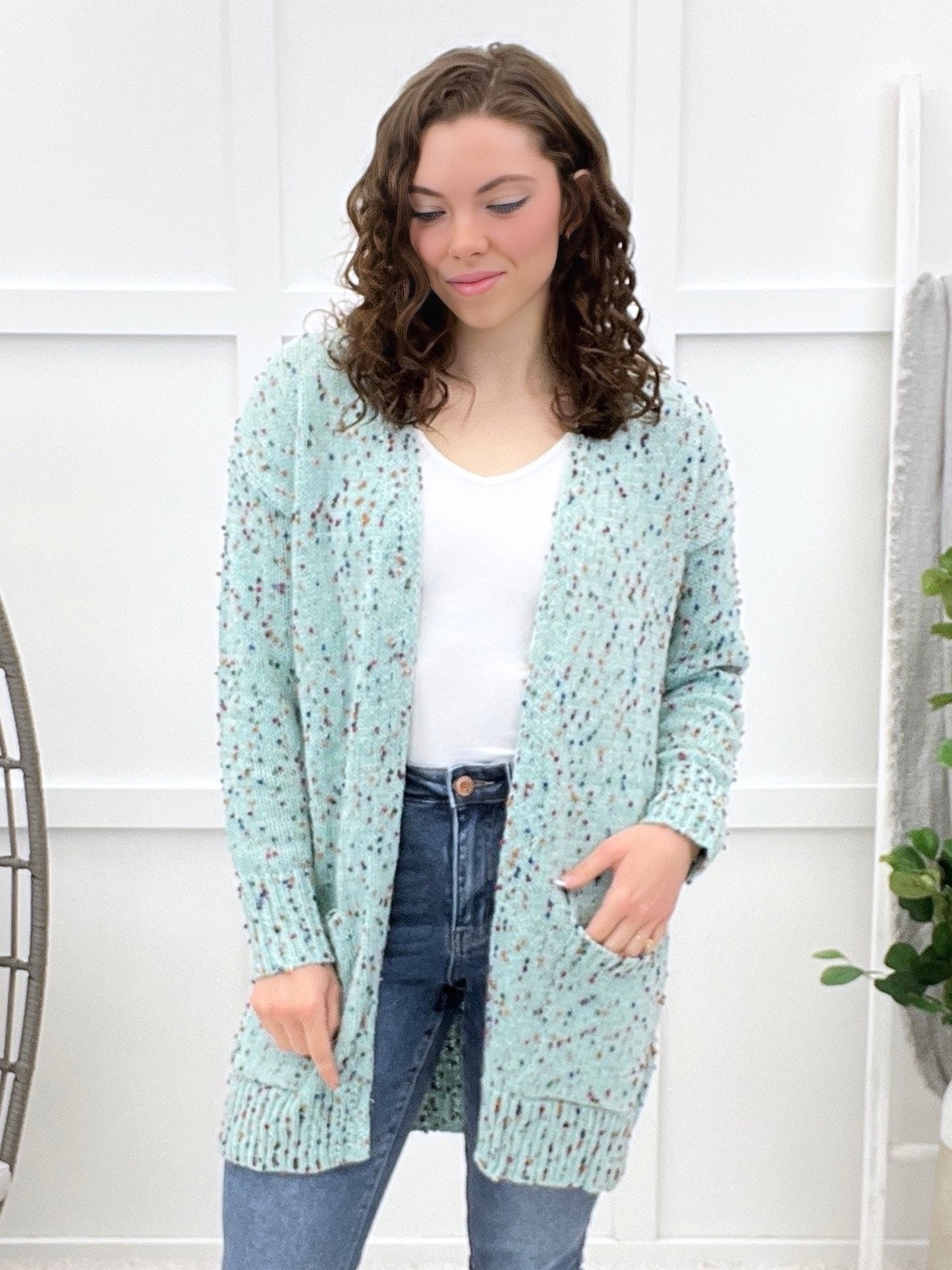 Always Up For Fun Cardigan - Aqua Blue