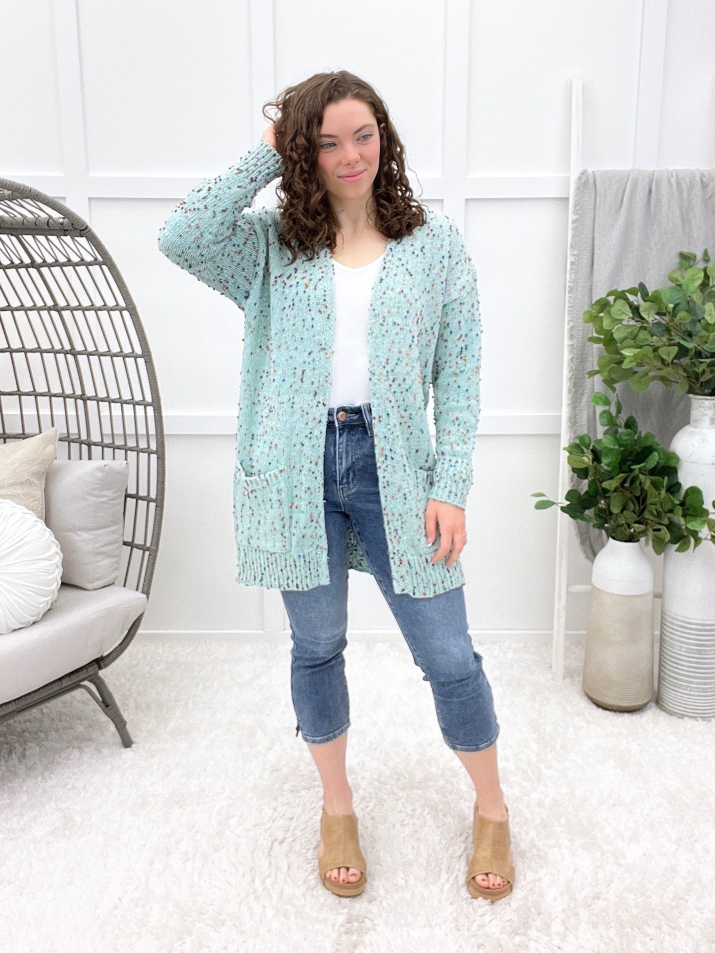 Always Up For Fun Cardigan - Aqua Blue