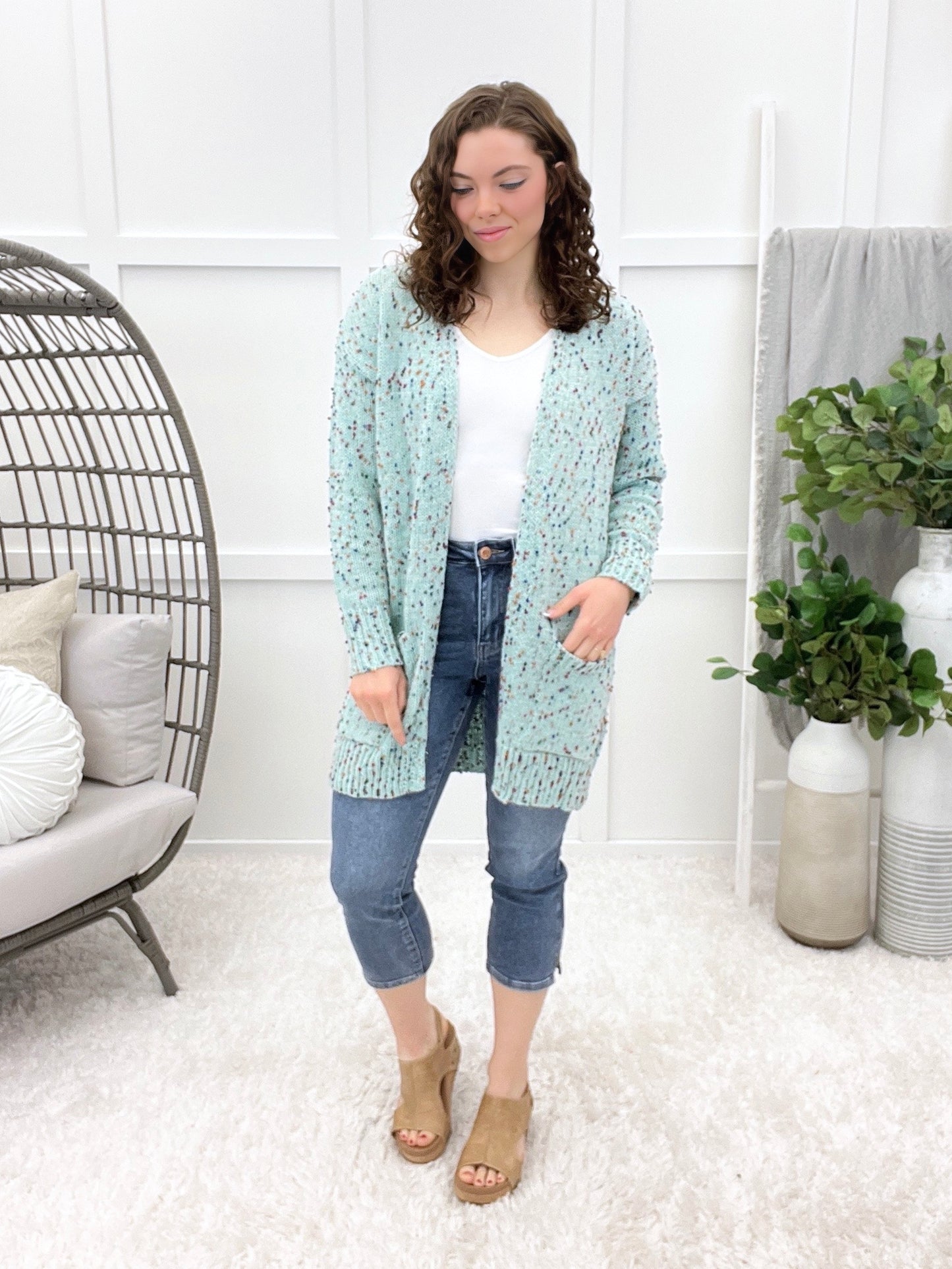 Always Up For Fun Cardigan - Aqua Blue
