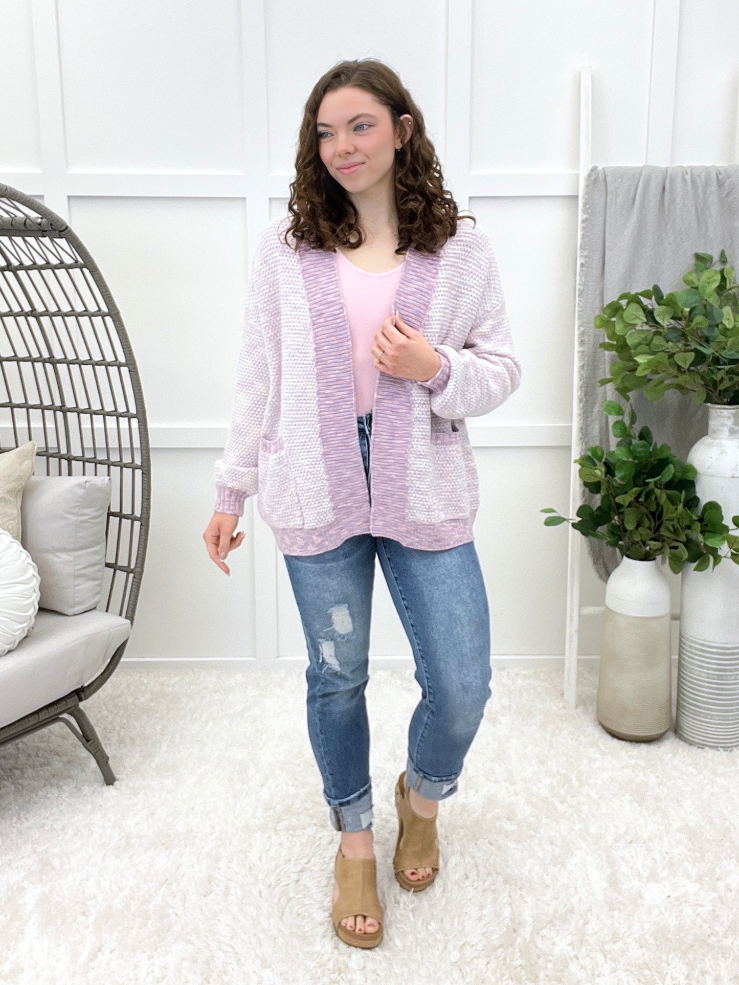 Before My Eyes Cardigan - Purple Mix