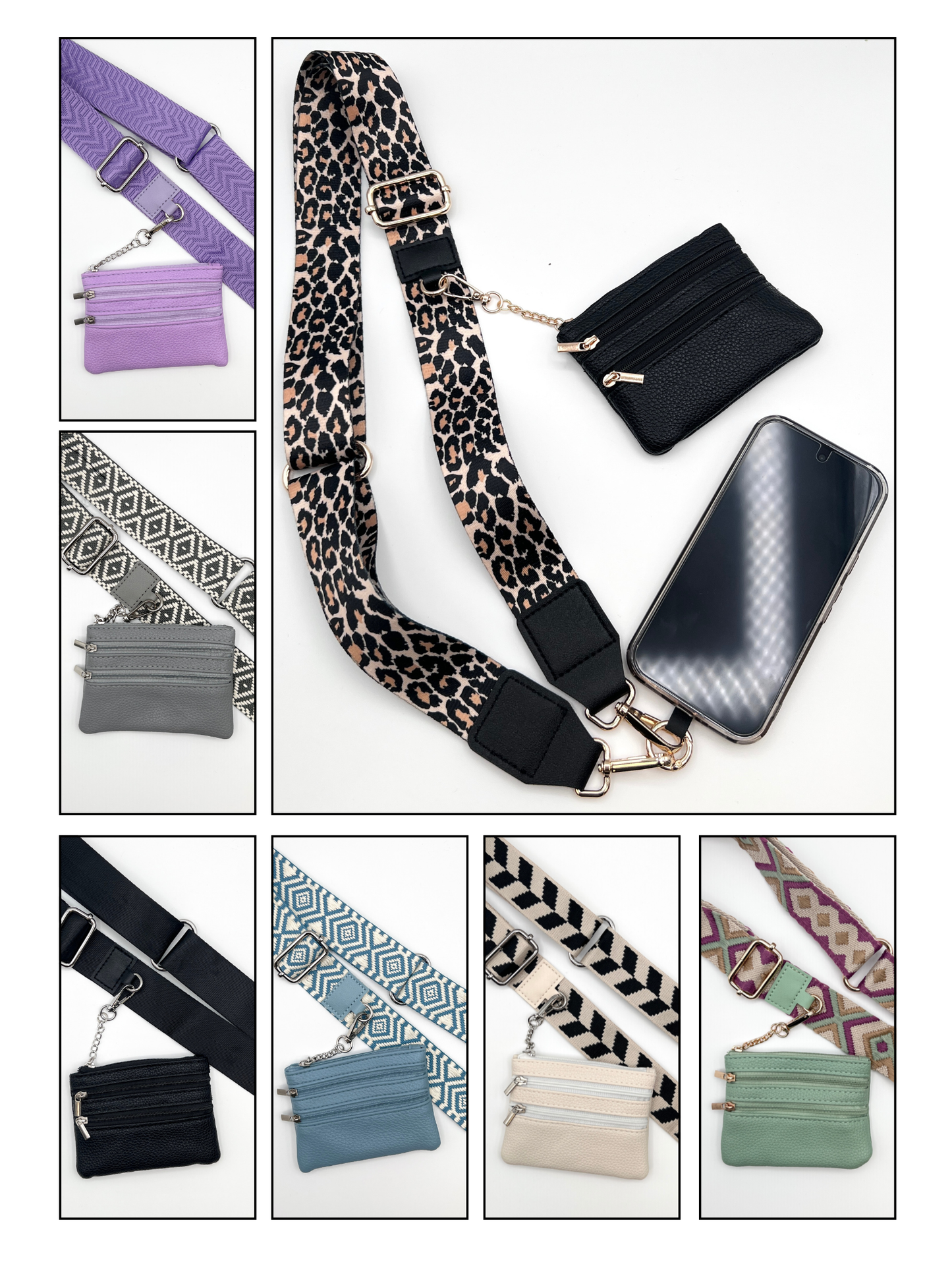 Clip & Go Crossbody w/ Zippered Pouch - 7 Colors