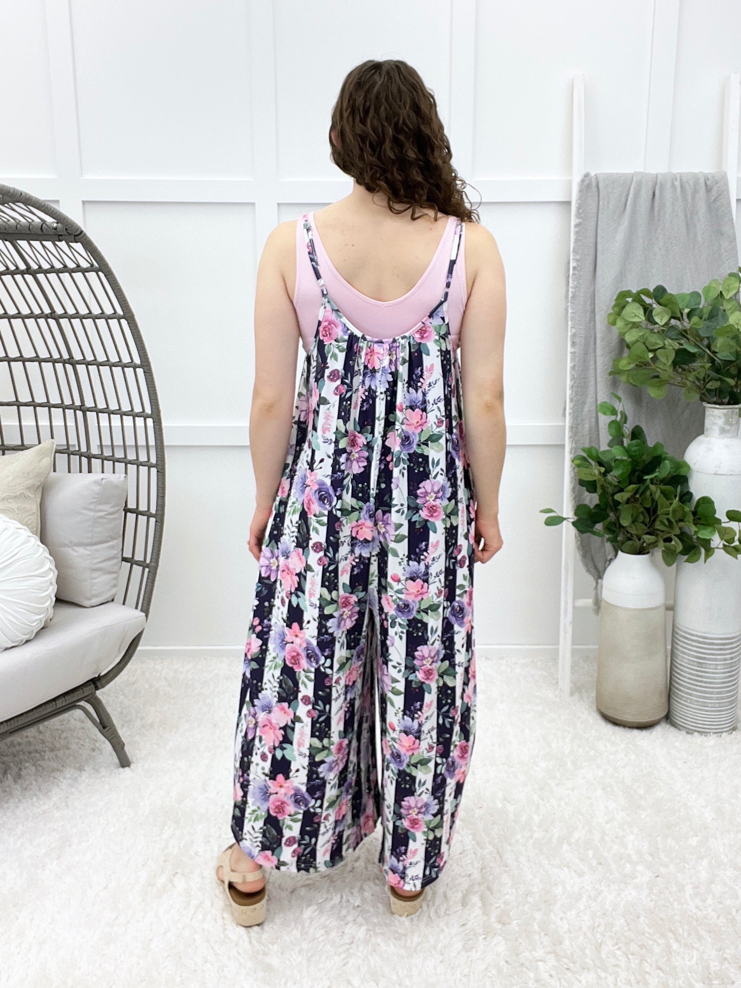 Time Is Right Romper - Floral Stripe