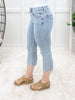 The Anna From Saige High Rise Denim Capri