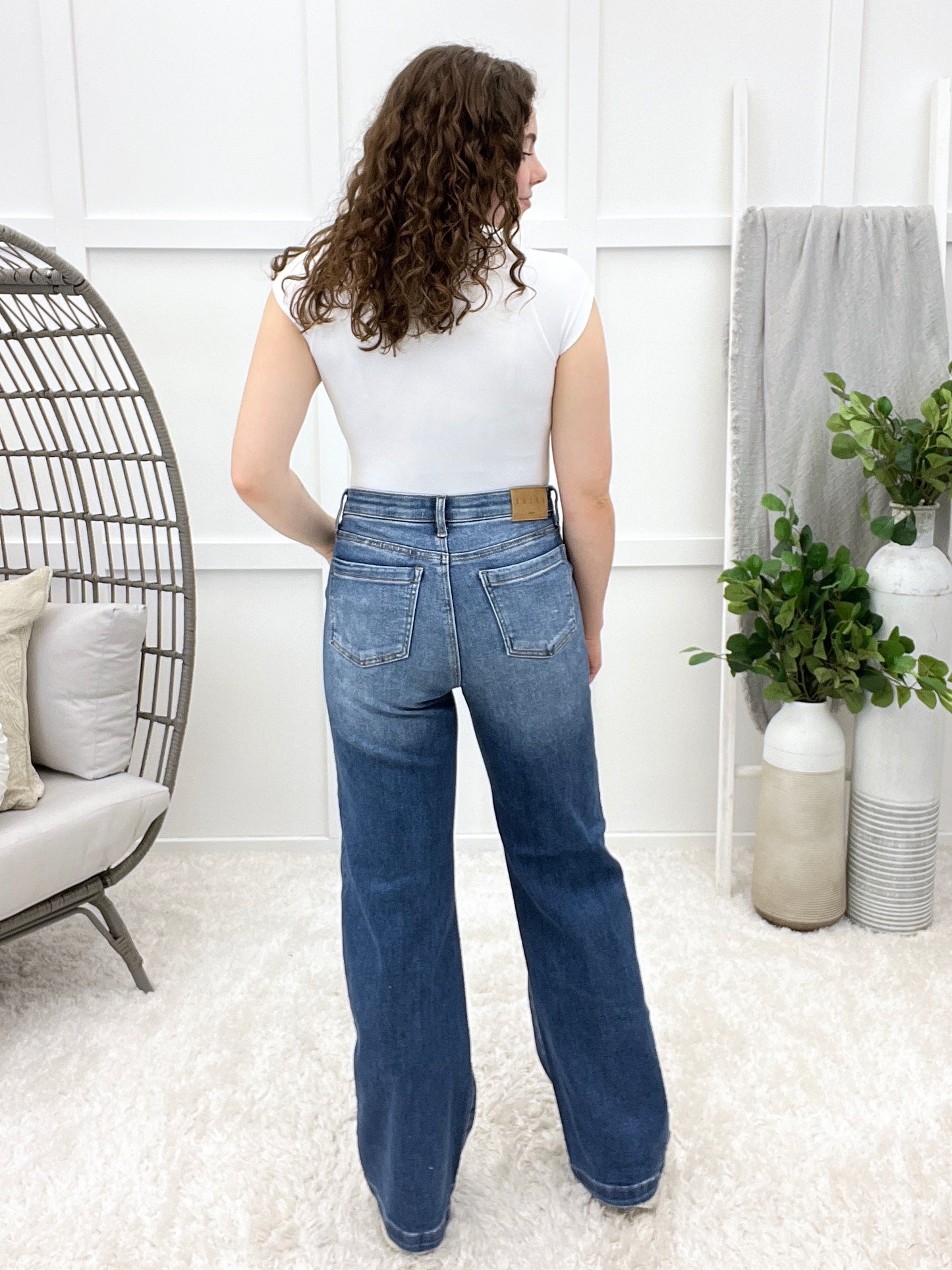 The Cassandra From Saige High Rise Bootcut Patch Pocket Jeans