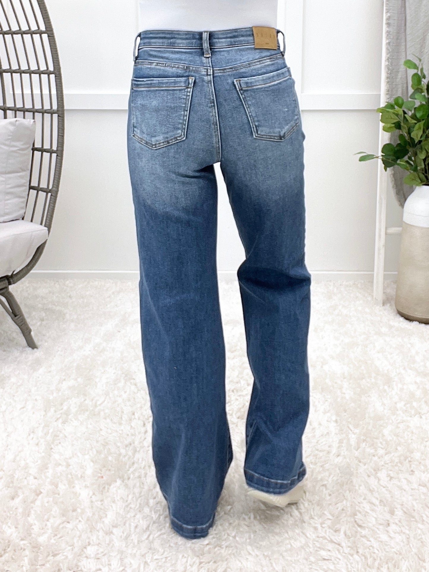 The Cassandra From Saige High Rise Bootcut Patch Pocket Jeans