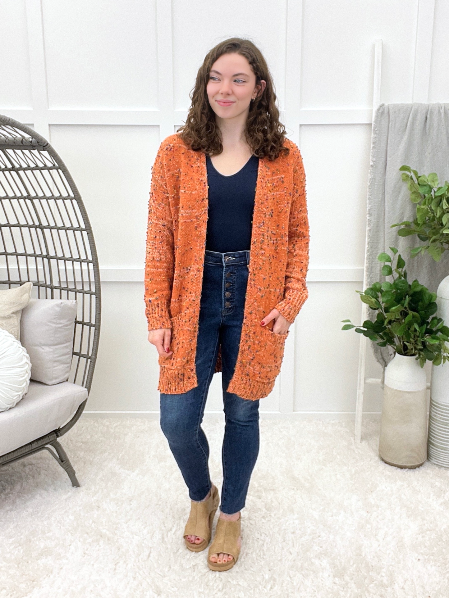 Always Up For Fun Cardigan - Pumpkin
