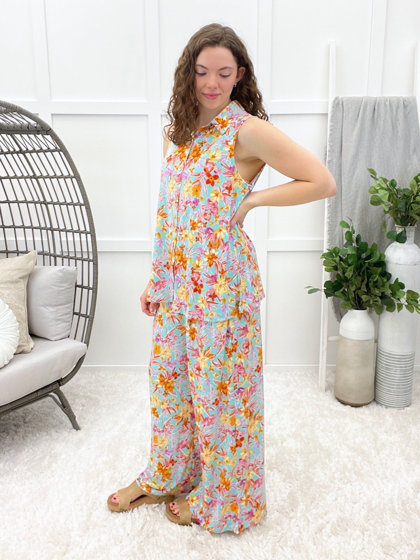 Dear Scarlett Brighter Vibes Shoreline Top And Pants Set