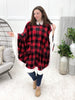 Angel Wrap Hoodie Sherpa Poncho Blanket - Checkered Red/Fleece