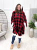 Angel Wrap Hoodie Sherpa Poncho Blanket - Checkered Red/Fleece