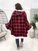 Angel Wrap Hoodie Sherpa Poncho Blanket - Checkered Red/Fleece