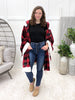 Angel Wrap Hoodie Sherpa Poncho Blanket - Checkered Red/Fleece
