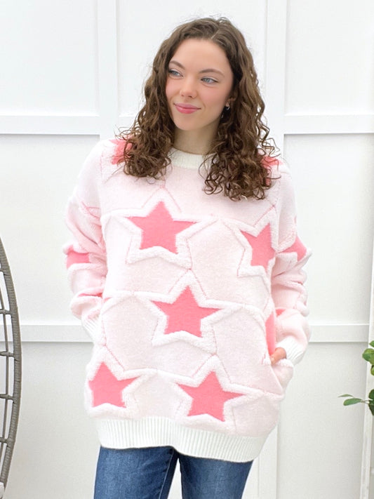 Stellar Comfort Sweater - White Pink