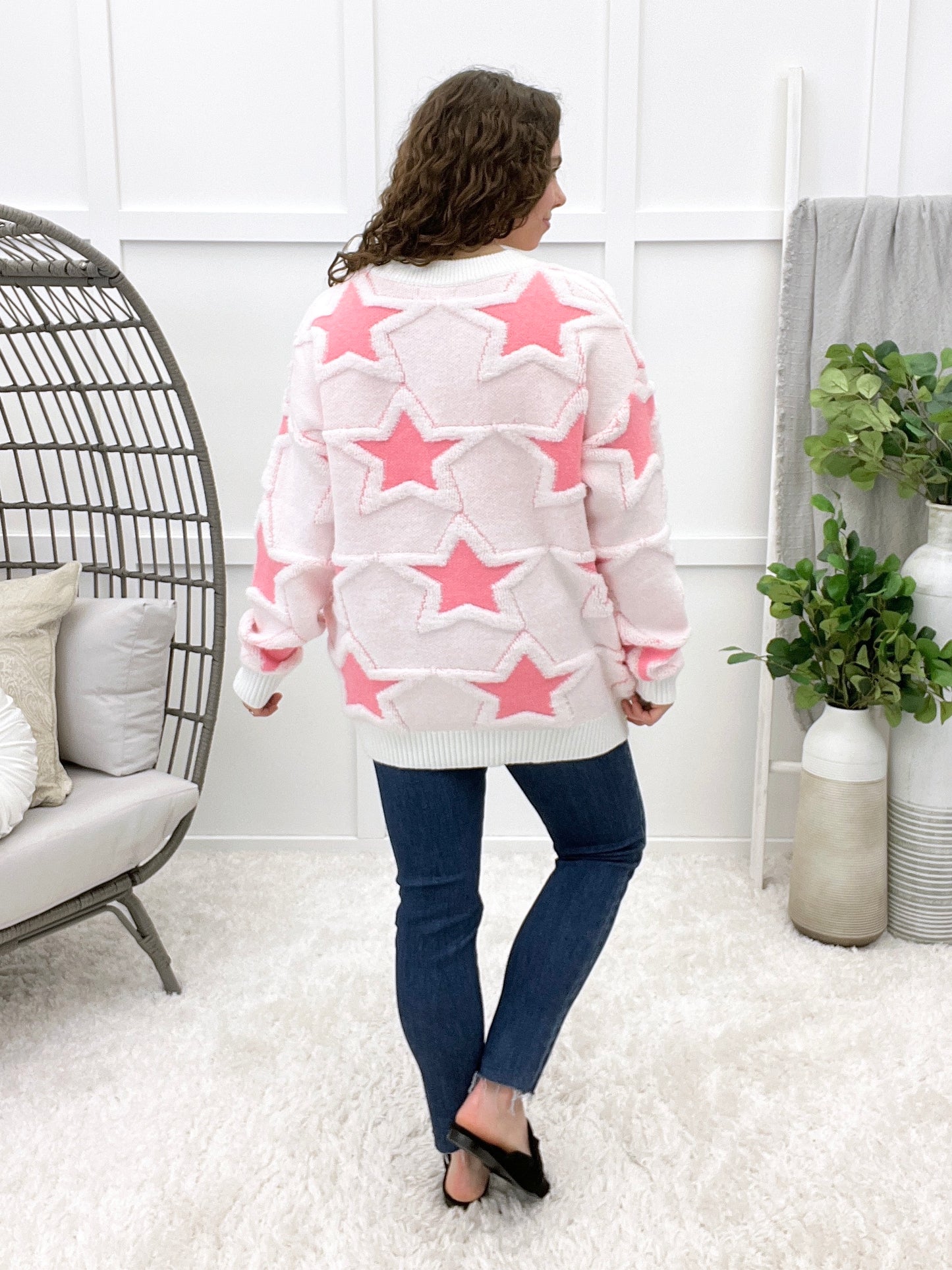 Stellar Comfort Sweater - White Pink