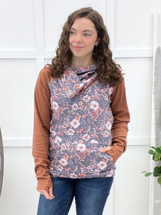 Falling for Florals ZipCowl Sweatshirt