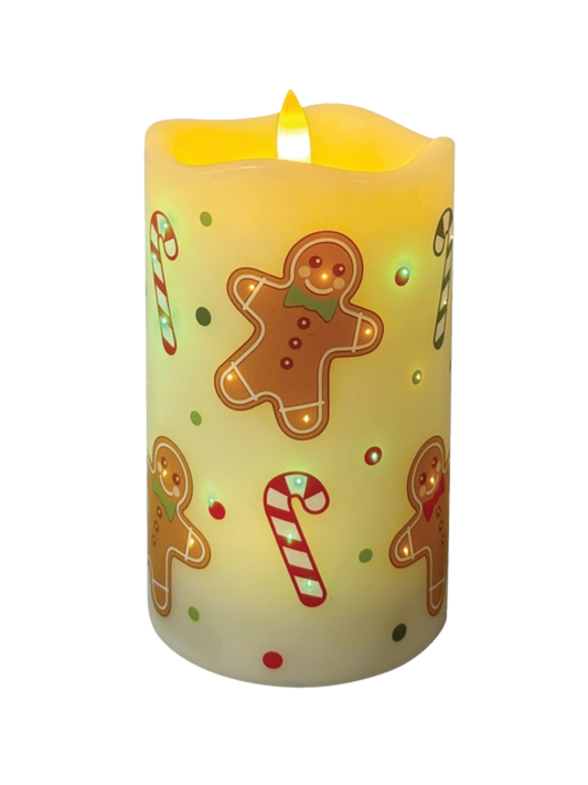 5in Fiber Optic Flameless Candle - Gingerbreads