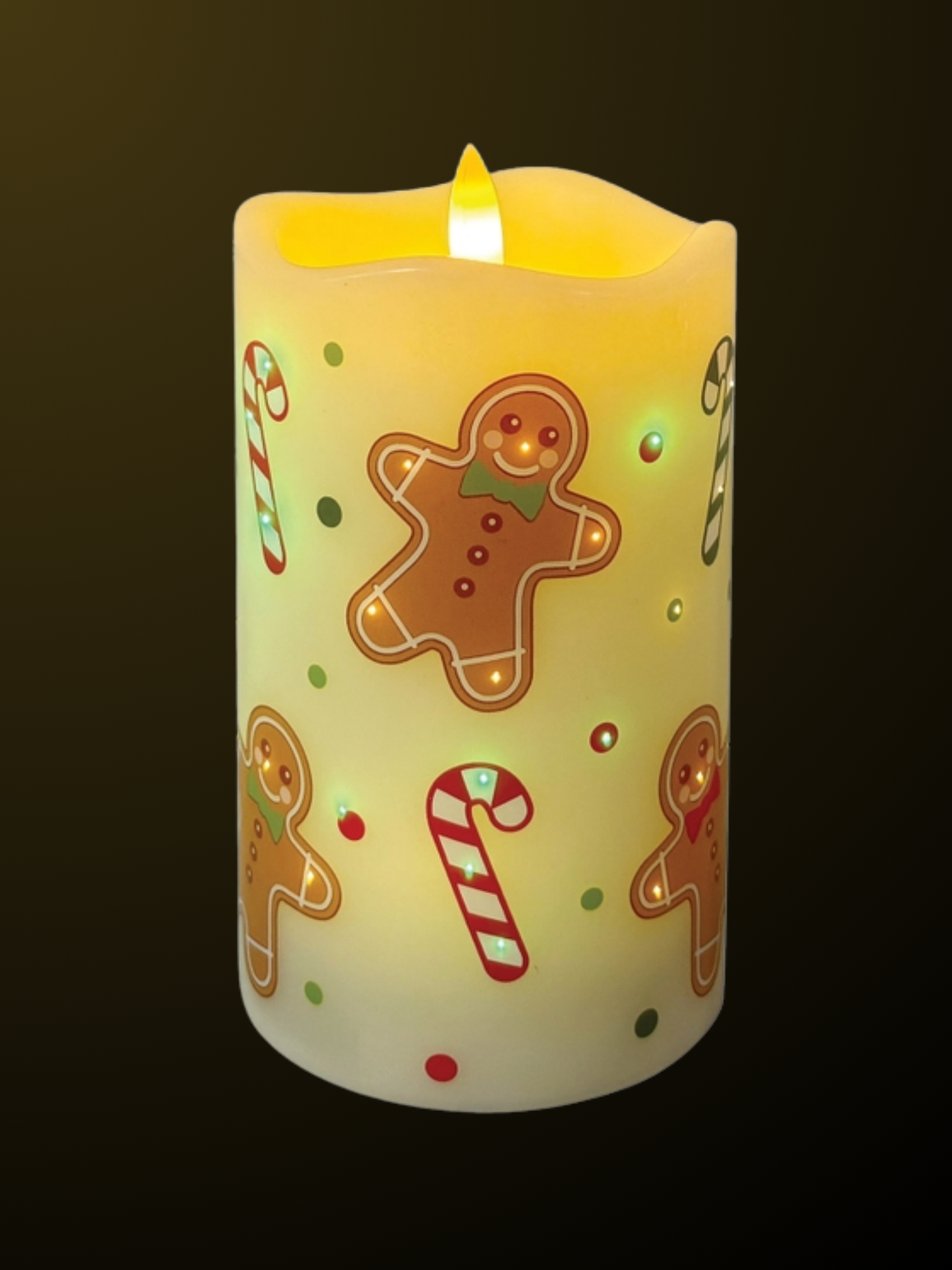 5in Fiber Optic Flameless Candle - Gingerbreads
