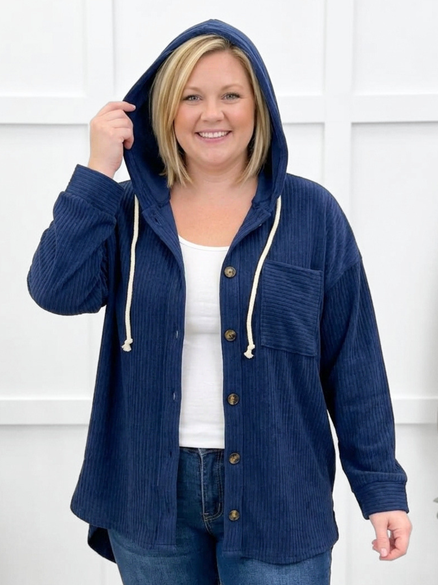 Fall For It Shacket - Navy