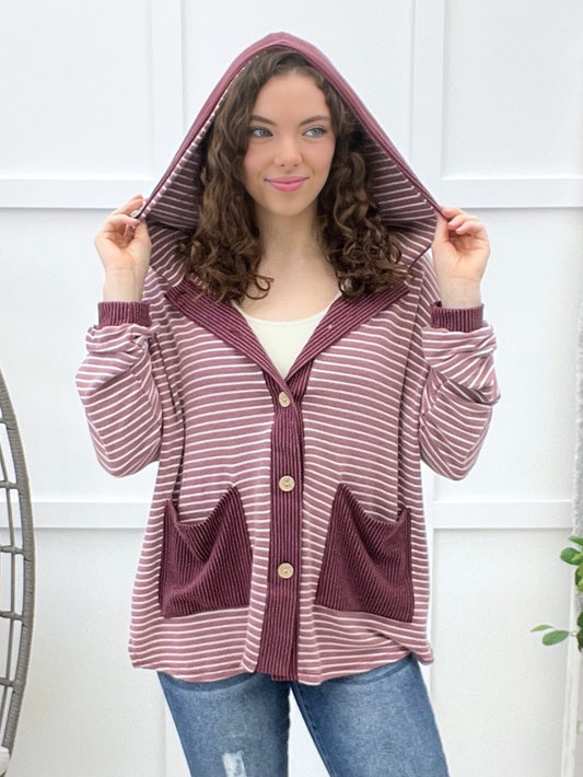 Morning Plans Striped Button Top