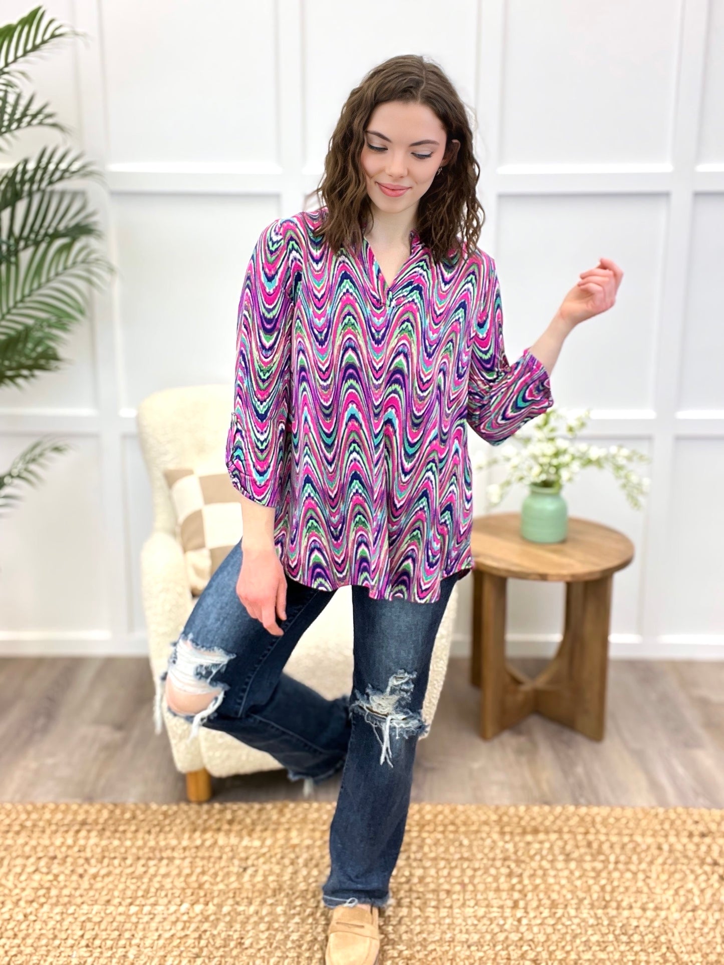 Dear Scarlett Vibrant Waves Tunic Lizzy Top