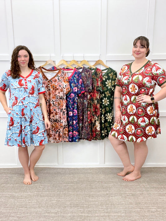 Women's Soft Printed Nightgown with Pockets | S–4XL